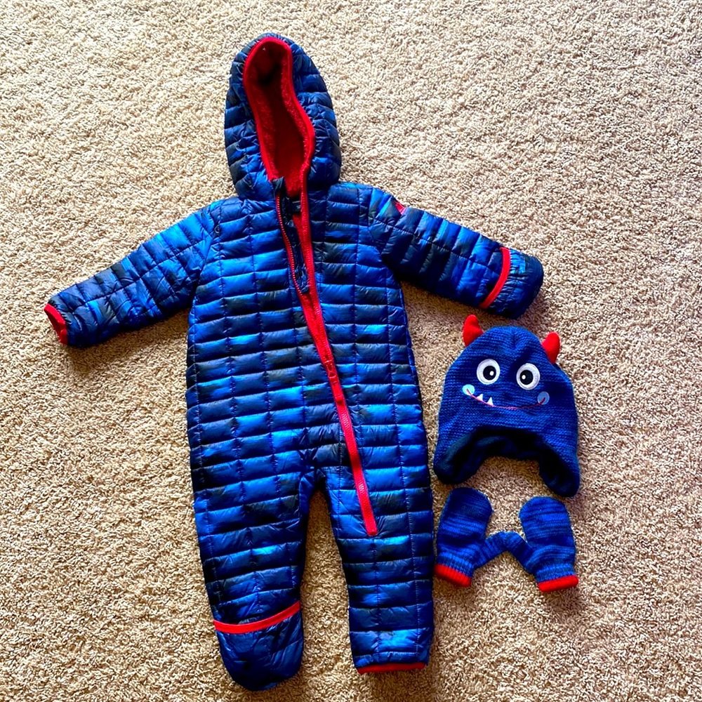 Snozu one piece snowsuit 18 months with hat and mittens